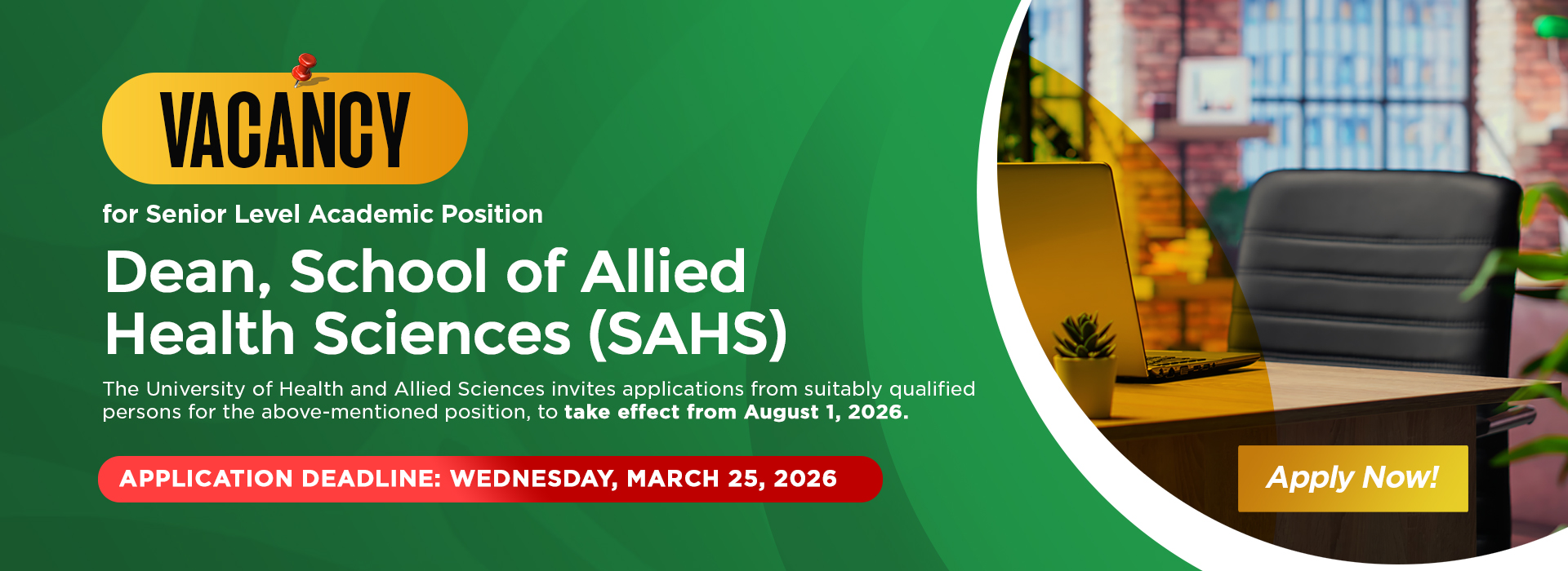 Vacancy for Senior Member Administrative Position (SAHS)